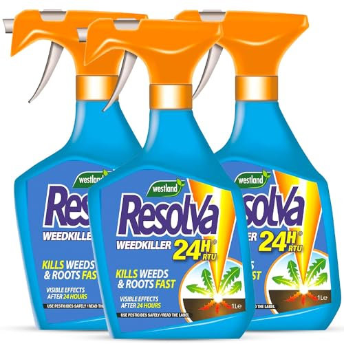 Resolva 24H Xtra Fast Moss and Weed Killer Spray 1L - Extra Strong Formula for Paths, Drives - Kills Weeds & Roots Ready-to-Use With Perfectonish Thank-you Sticker Packaging