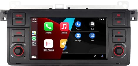 YZKONG Radio de Coche para BMW E46 3 Series 1999-2004 con inalámbrico Carplay Android Auto Sonido HiFi Pantalla táctil Alta Potencia Radio automóvil de Pantalla táctil Radio Am/FM/RDS BT, Puerto USB