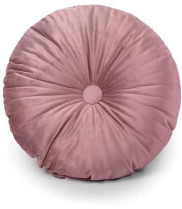 Cuscino Arredo Tondo in Velluto Shabby Chic diametro 40cm Imbottitura Alta Divano Letto Poltrona Rosa Cipria Grigio Tortora Sabbia (CIPRIA)