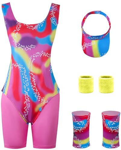 SERTAS 80s Fancy Dress for Women,80s Workout Costume for Women,80s Costume Accessories Set for Carnival Parties Halloween,Halloween Cosplay Couples Outfits 80s 90s Workout Costume (Women, S)