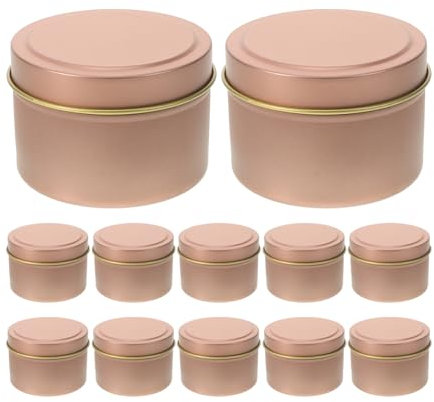 Luxshiny 12stücke Teiliges Kerzengläser Mit Deckel Aromatherapie Duftkerzen Dosen Aus Metall Für Kerzenherstellung Und Kreative Bastelprojekte Mattem Roségold