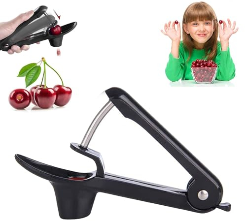 Norhogo Edelstahl Entsteiner Kirschen Kirschentkernen, Obst Pitter Remover Olive Corer Entfernen Pit Samen Gadget Stoner, Hand Fruit Entkernen, Kirschenentkerner, für Obst, Kirsche Obstbeere Schwarz