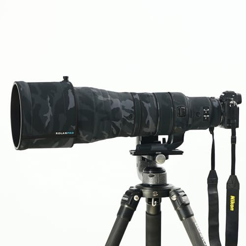 ROLANPRO Copriobiettivo mimetico per Nikon Z 600 mm F4 TC VR S antipioggia Z600F4 custodia protettiva per obiettivo-#18 nero mimetico impermeabile