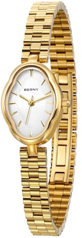 BERNY Gold Watch for Women Vintage Style Ladies Quartz Watch 3ATM Waterproof Fashion Female Wristwatch Luxury Bracelet Watches Gold Dial