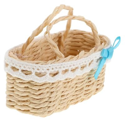 HAWILLOSCH Mini Woven Basket Dollhouse Decor Cute Hanging Flower Basket for Organizing Miniature Items for Crafting and Home Decoration