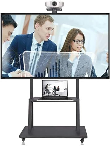 Carrito de TV móvil con altura e inclinación ajustables para televisores LED LCD de 40 a 75 pulgadas, soporte de TV negro con ruedas para TV de 65 pulgadas