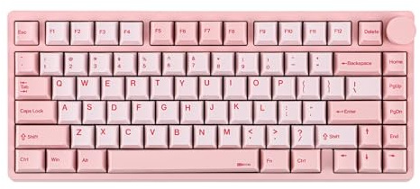 KiiBoom Moonshadow V2 75% Kabellose Aluminium-Gaming-Tastatur, QMK&VIA Programmierbare mechanische Tastatur, BT5.0/2.4GHz/USB-C Hot Swappable Creamy Keyboard, Knopf, 4000mAh Akku (Rosa)