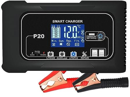 10/15/20A 12V/24V Chargeur De Batterie Intelligent LCD Charge De Réparation D'impulsion Automatique For Voiture Moto Chargeur De Batterie Batterie Au Lithium Au Plomb Chargement Rapide Et Efficace(10A
