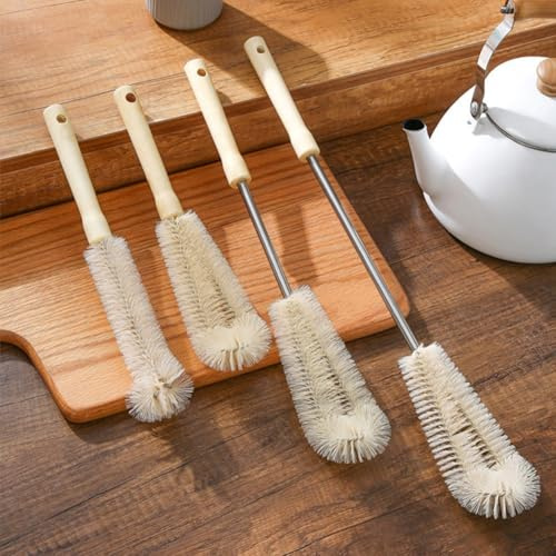 Brosse de nettoyage pour bouteille et carafe avec long manche - Outil de cuisine essentiel pour atteindre facilement les zones difficiles (section courte 30 cm)