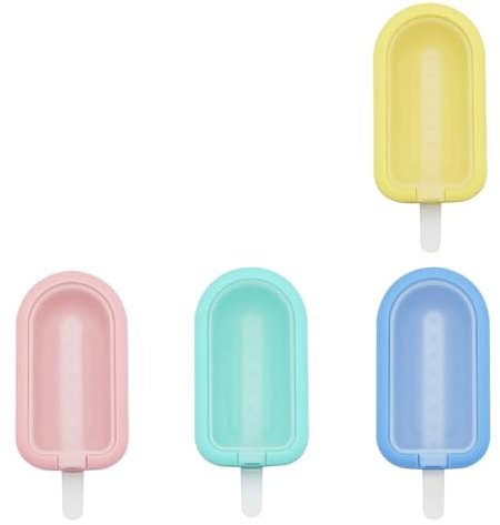 Molde Helado Silicona, Moldes Mini Apilable, 4 Piezas Moldes Apilables Multicolor, Recipientes para Congelar Polos con Asas y Tapa para Paletas, Niños y Adultos, Postres y Chocolate