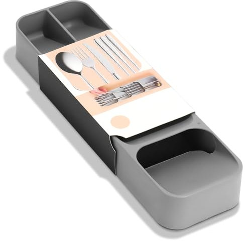 Prmape Besteckkasten für Schubladen, Effiziente&Vielseitiger Besteckeinsatz für Schubladeneinsatz, 40 * 11.5cm Besteckkasten Besteckkorb für Besteck/Löffel/Messer Gabel