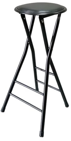 BGKASYHI Sgabello da Bar Pieghevole Portatile per Cucina, Sedia Rotonda Imbottita Alta 60 cm con capacità di 120 kg, Seduta Pieghevole Nera per Uso Esterno e Interno