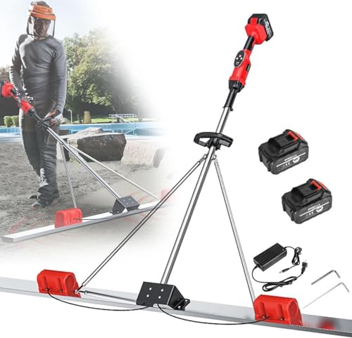Electric Concrete Scraper and Screed Vibratory Kit, 6000rpm Adjustable Speed with 2 Rechargeable Batteries for Efficient Floor Leveling and Surface Preparation