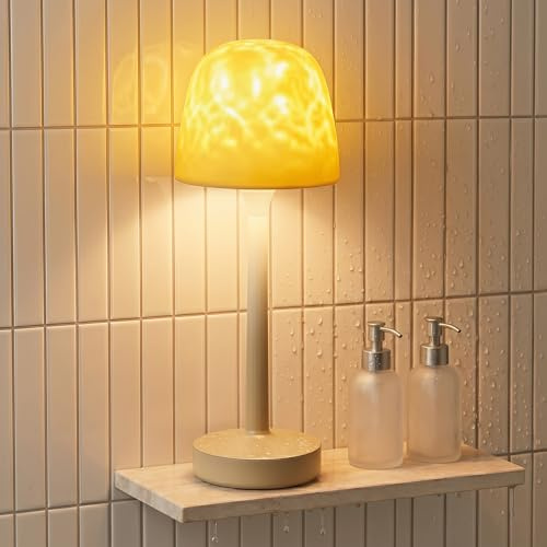 Proiettore Aurora Boreale & Onde Oceaniche IP65 Impermeabile, Lampada Bagno Doccia LED Ricaricabile Senza Fili, Lampada da Tavolo Touch 16 Colori RGB con Telecomando, Luce Notturna Atmosfera Esterno