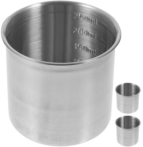 ZUNOXAZ Misurino Da Cucina in Acciaio 250ml Senza Manico, Contenitore Graduato Per Farina e Ingredienti, Set Di 3 Pezzi Per Cottura Al Forno e Uso Portatile in Viaggio
