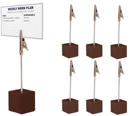 6 Stück Fotohalter,Fotoständer,Fotoaufsteller Mit Klammern Kartenhalter Tisch Holz Tischkartenhalter Postkartenhalter,Memo Clip Halter Notizhalter,Weihnachts Für Bilder Karten Hochzeits Party