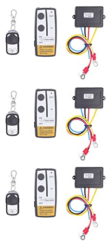 Kit telecomando universale wireless per verricello con 3 ricevitori e 3 chiavi remote, portata 75 piedi 434MHZ Controller ad alta sensibilità per SUV e navi, struttura in