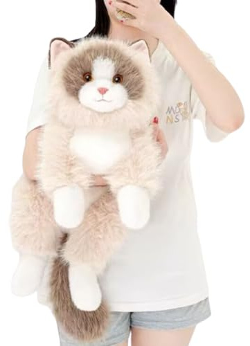 Xiyocadt RagdollKatze Kuscheltier,Plüschkatze Lebensecht Plüschtier Katze Spielzeug Kinder,Liegend Katzen Plüschtier,Kätzchen Stofftier, Gewichtetes Kuscheltier Plüschig Flauschig Und Weich (30cm,A)