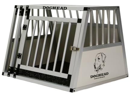 DOGHEAD Hundetransportbox Comfort, Single 75x65x55 cm, Grau/Silber, Aluminium, Beidseitig Abgeschrägt 75°