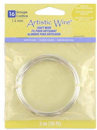 Beadalon AWB-16S-10-10FT Artistic Wire-Non-Tarnish Silver-16 Gauge, 10', Copper, Nt Silver
