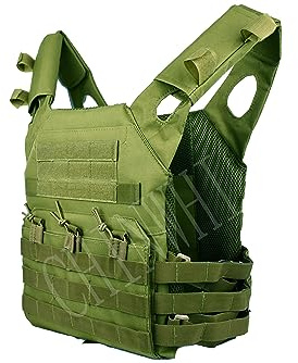 QHIU Taktische Weste Plate Carrier Camouflage Molle Schutz Multifunktions Kampf Militär verstellbares Vest für Airsoft Paintball CS SWAT Wargame Jagd Outdoor Sport