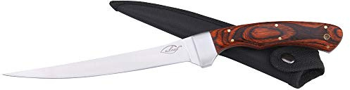 ILEAF Fish Fillet Knife with Pakka Wood Handle and Sheath, 6.5 Full Tang Stainless Steel Blade for Kitchen Fishing Camping