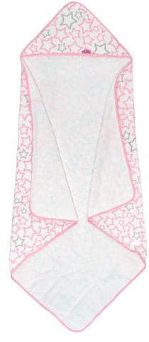 Ti TIN Asciugamano Per Neonati con Cappuccio 100% Cotone | Asciugamano Per Bambini con Cappuccio Morbido e Assorbente con Disegno Di Stelline Rosa, 100x100 cm