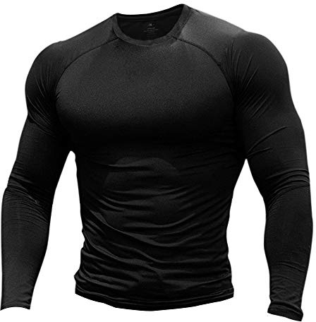 Herr Sport Skinny Tight Compression Base Layer Fitness Långärmad Bodybuilding Toppar Svart Medium