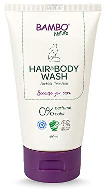 Bambo Nature Champú y gel de baño para niños, 150 ml, lavado de baño para pieles sensibles, champú sin lágrimas, orgánico y vegano para un bebé limpio y feliz, productos sostenibles
