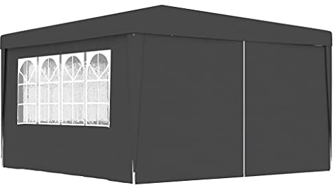 vidaXL Tente de Réception avec Parois Latérales Belvédère Tonnelle Pavillon Chapiteau Mariage Barbecue Voyage de Camping 4x4 m Anthracite 90 g/m²