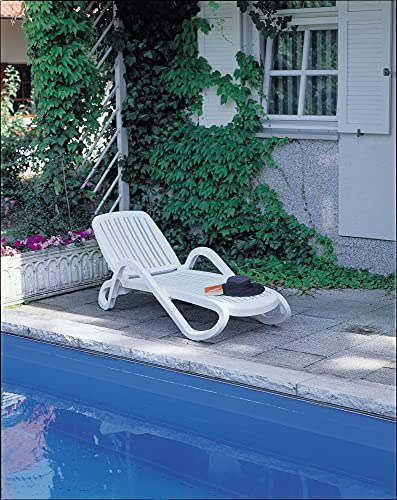 Beauty.Scouts Stapelliege Tim 71x195x30/46cm Kunststoff Weiss Balkon Liege Gartenliege Gartenmöbel Sonnenliege Terrasse Terrassenliege wetterfest Garten
