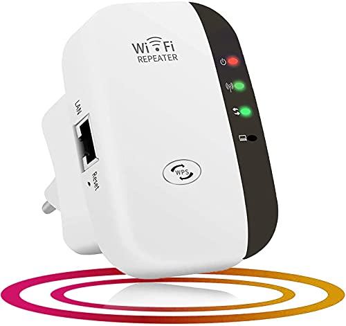 FKH Repetidor WiFi, Amplificador WiFi 300 Mbps, Compatible con Redes WLAN 2.4 GHz, Fácil de Configurar, Compatible con Enrutador y Fibra