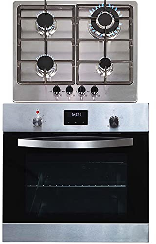SIA SO114SS 60cm Stainless Steel Digital Electric Single True Fan Oven And SSG601SS 4 Burner Gas Hob With LPG Kit & FFD