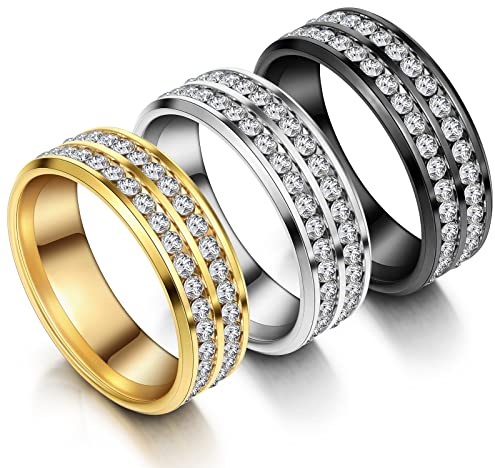 BBTO 3 Pcs Men's Tie Ring Clasp Necktie Ring for Neckties Solid Tie Tacks Accessories with Box for Wedding Jewelry Gifts(Delicate Diamond Style)