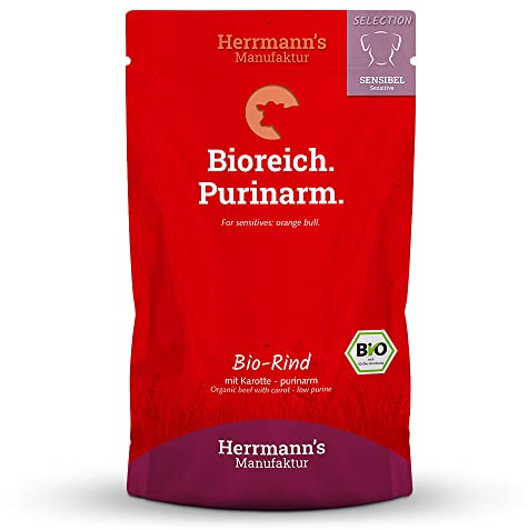 Herrmann's - Selection Sensibel Bio Rind mit Karotten - purinarm - 15 x 150g - Nassfutter - Hundefutter