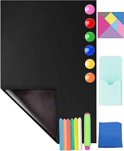CHMMY 2PCS Tafelfolie Magnetisch Selbstklebend, 45 x 100cm Magnetfolie, Selbstklebend Kreidefolie, Kreidetafel Abwischbar, Groß Magnetfolie Schwarz, Wandfolie für Kühlschrank Kinderzimmer