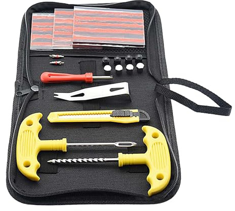 Reifenreparaturset, 32-teiliges Hochleistungs-Reparaturset für platte Reifen, Autoreifen-Patchset für Auto, Motorrad, Fahrrad, Elektrofahrzeug, Motorradreifen-Reparaturset Luckxing