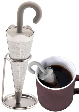 Maciun Tea infuser, umbrella shape, stainless steel tea diffuser, tea filter, silicone, tea filter, tea strainer, large blue umbrella shape, silicone tea infusion, food grade