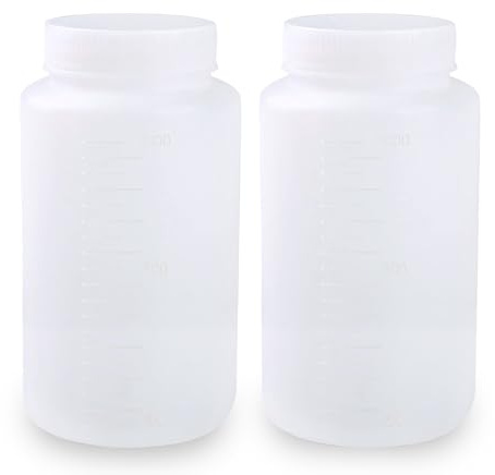 LEPEVNEY Kunststoff-Flaschen, Laborflasche mit breiter Öffnung, sichere Probenversiegelung, Flüssigkeitsbehälter, 1000 ml, 2 Stück