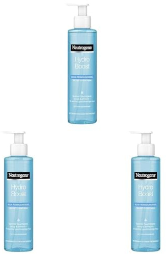 Neutrogena Hydro Boost Aqua Reinigungsgel 3 x 200ml, sanfte Gesichtsreinigung mit Hyaluronsäure und Glycerin, feuchtigkeitsspendender Make-up Entferner für alle Hauttypen