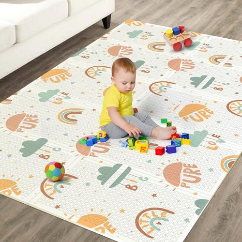 Alfombra Plegable Acolchada 120x180x1cm - Gimnasio y Manta De Juegos Bebe Impermeable Reversible - Tapete De Actividades - Regalo