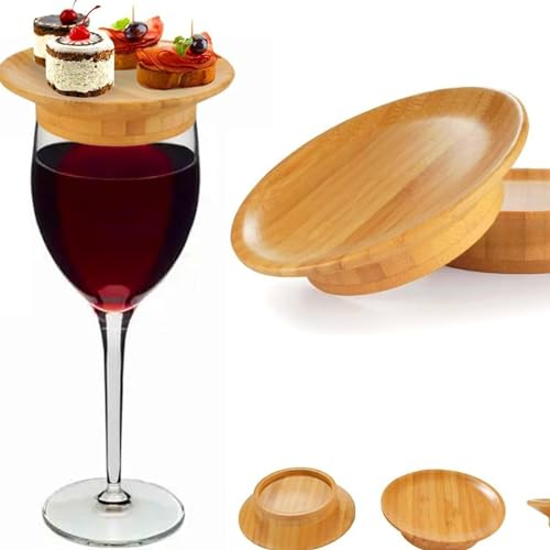 Générique Lot de 4 Dessus de Verre À Vin pour Charcuterie, Ornements Au-Dessus Des Verres À Vin En Bois, Plateaux Alimentaires, Dessous de Verre En Bois, pour Assiettes D'apéritifs De Fête, Desserts