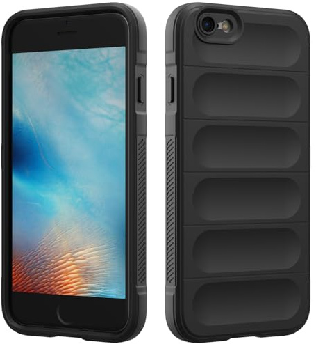 RIIMUHIR Hülle Kompatibel mit iPhone 6 / 6s, Silikon Hülle Weicher Berühren, Kratzfestes Stoßfest Handyhülle, Rundumschutz Schutzhülle mit Kameraschutz (Schwarz)