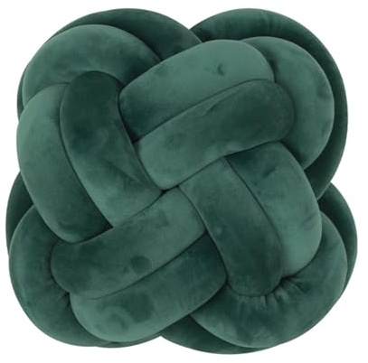 Viusneun Knotenkissen Weiche Dekoratives Kissen Rundes Wurfkissen,30x30x12 cm Groß Handgefertigtes Plüsch Knot Kissen, Modern Home Dekokissen für Wohnzimmer Sofa (Dunkelgrün)