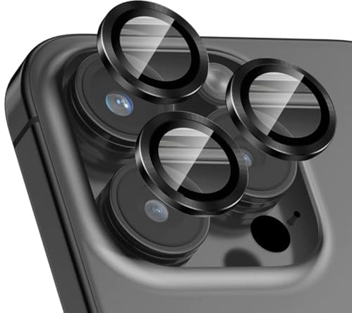 Teenrpov 1 Pezzi Pellicola Fotocamera per iPhone 16 Pro/iPhone 16 Pro Max, Protettore Lente in Vetro Temperato compatibile con iPhone 16 Pro/iPhone 16 Pro Max, HD/Durezza 9H /Anti Graffi (Nero)
