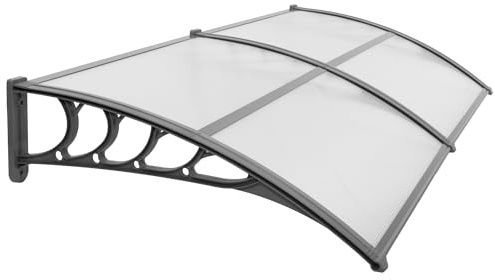 SPRINGOS Marquesina para puerta de entrada, toldo sobre la puerta principal, balcón, protección contra la lluvia, 200 x 95 x 26,5 cm, aluminio y policarbonato