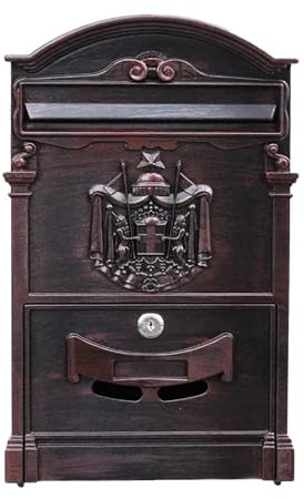 zxhrybh Briefkästen für Draußen, Wandbriefkasten mit Abschließbarkeit, Postkasten mit Großem Fassungsvermögen im Vintage-Stil, Brifkasten aus Metall für Sicherheitsbriefe, für Draußen(Bronze)