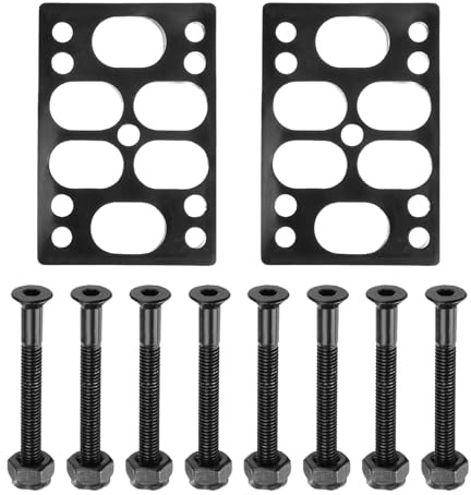 PATIKIL Set di 2 cuscinetti per riser per skateboard, confezione da 2 cuscinetti angolari da 12 mm, ammortizzanti, con 8 viti hardware da 3,8 cm, dadi per Cruiser, nero