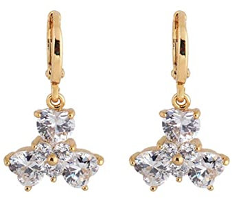 Bishilin Ohrhänger Vergoldet Damen, Ohrringe Hängend Klee mit Bunten Zirkonia Gold Ohrringe Jugendstil Modeschmuck