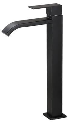 Badarmatur, Grau, Bronze, Schwarz, hohe Waschbeckenarmatur, Badkran für Waschbecken, Einzelspültischarmatur, Küchenspüle, Kran (rund schwarz)